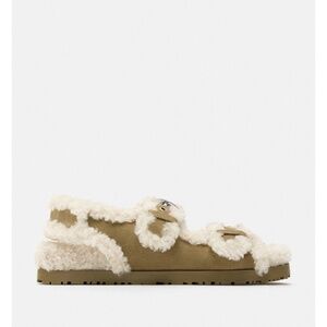 Zara Faux Fur Leather Sandals Sz 10